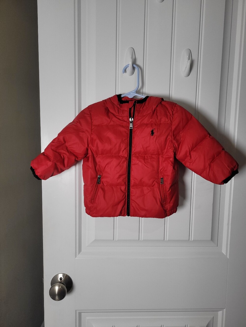 Ralph Lauren Polo Bright Red toddler Hooded Puffer Jacket Size 12m